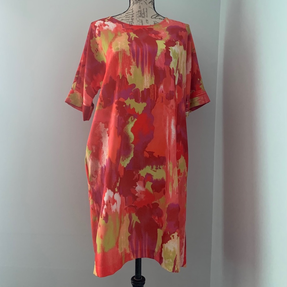 Natori Watercolor Relaxed Fit T-Shirt Dress - Picture 2 of 15